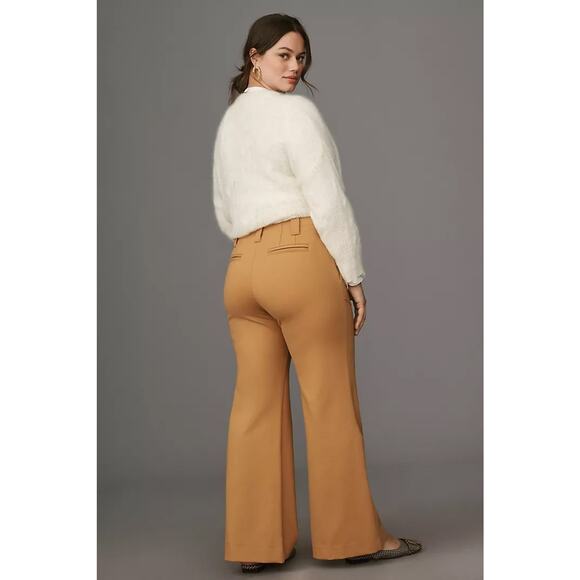 nwt ANTHROPOLOGIE MAEVE sz 16W Naomi Ponte wide leg pants in bronze - Picture 2 of 5